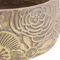 Prodotto Ciotola decorativa in ceramica fiori oro marrone Ø23,5cm H11,5cm
