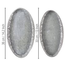 Prodotto Ciotola decorativa in metallo, motivo grigio, ovale, L36cm/33.5cm, set da 2