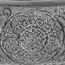 Prodotto Set di 3 ciotole decorative ovali in metallo, colore grigio, dimensioni 25,5/29/34,5 cm.