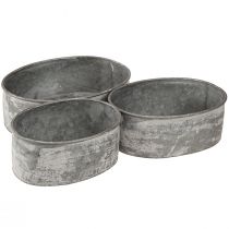 Prodotto Ciotola decorativa in metallo ovale grigia L22,5/19,5/16 cm set da 3