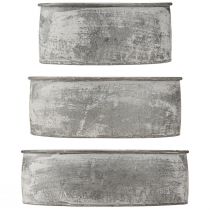 Prodotto Ciotola decorativa in metallo ovale grigia L22,5/19,5/16 cm set da 3