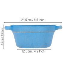 Prodotto Ciotola/vaso decorativo, metallo blu, stile shabby chic, Ø17cm, H8.5cm