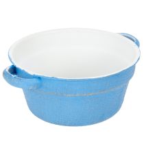Prodotto Ciotola/vaso decorativo, metallo blu, stile shabby chic, Ø17cm, H8.5cm