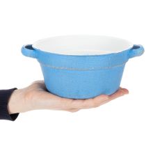 Prodotto Ciotola/vaso decorativo, metallo blu, stile shabby chic, Ø17cm, H8.5cm