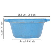 Prodotto Ciotola/vaso decorativo, in metallo blu, stile shabby chic, Ø21cm, H10.5cm