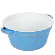 Prodotto Ciotola/vaso decorativo, in metallo blu, stile shabby chic, Ø21cm, H10.5cm
