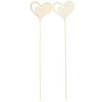 Prodotto Spina decorativa cuori rosso bianco decorazione in legno 7,5×6,5 cm 12 pz