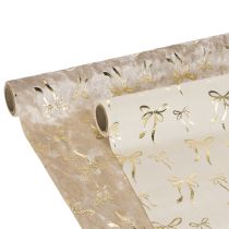 Prodotto Runner da tavola, in tessuto decorativo con fiocchi sottili, in rotolo, 120x35 cm, 2 pezzi
