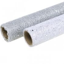 Fascia da tavolo tessuto decorativo grigio argento x 2 assortiti 35x200cm