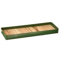 Prodotto Vassoio decorativo in metallo e legno, vassoio in metallo verde 35,5×11×3cm 2 pezzi