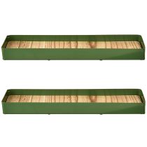 Prodotto Vassoio decorativo in metallo e legno, vassoio in metallo verde 35,5×11×3cm 2 pezzi