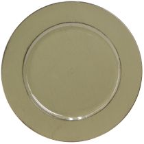 Prodotto Piatto decorativo in plastica verde vintage verde muschio marrone Ø33cm