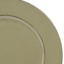 Prodotto Piatto decorativo in plastica verde vintage verde muschio marrone Ø33cm