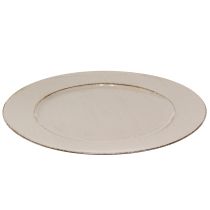 Prodotto Piatto decorativo in plastica Grigio bordo marrone Ø33cm