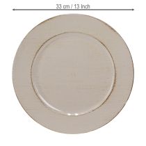 Prodotto Piatto decorativo in plastica Grigio bordo marrone Ø33cm