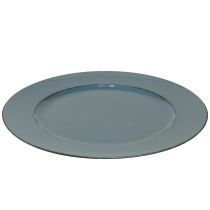 Prodotto Piatto decorativo in plastica Petrolio con bordo marrone Ø33cm