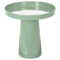Prodotto Piatto decorativo in metallo, verde, base rotonda, vassoio per composizioni floreali, 20 cm