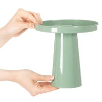 Prodotto Piatto decorativo in metallo, verde, base rotonda, vassoio per composizioni floreali, 20 cm