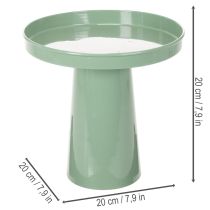 Prodotto Piatto decorativo in metallo, verde, base rotonda, vassoio per composizioni floreali, 20 cm