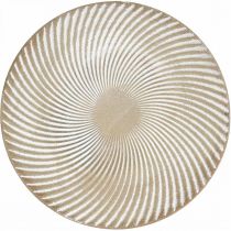 Piatto decorativo rotondo bianco marrone scanalature decorazione da tavola Ø30cm H3cm