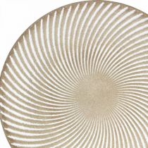 Piatto decorativo rotondo bianco scanalature marrone decorazione della tavola Ø35cm H3cm