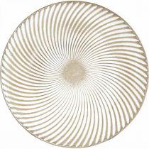 Piatto decorativo rotondo bianco scanalature marrone decorazione della tavola Ø40cm H4cm