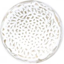 Piatto decorativo tondo bianco struttura marrone decorazione tavolo vintage Ø39cm