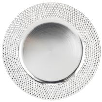 Prodotto Piatto decorativo Piatto decorativo rotondo in plastica argento Ø33cm