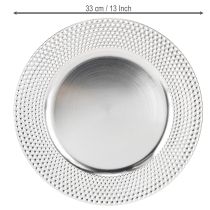 Prodotto Piatto decorativo Piatto decorativo rotondo in plastica argento Ø33cm