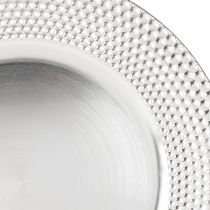 Prodotto Piatto decorativo Piatto decorativo rotondo in plastica argento Ø33cm