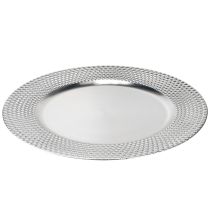 Prodotto Piatto decorativo Piatto decorativo rotondo in plastica argento Ø33cm