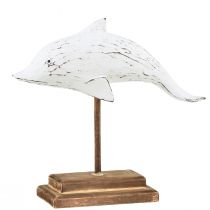 Decoro delfino Albasia Maritime decoro in legno bianco 28×6,5×26 cm