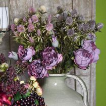 Ramo viola di cardo artificiale 10 teste di fiori 68 cm 3 pezzi