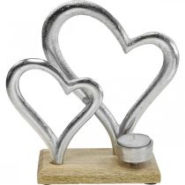 Porta tea light cuore decorazione metallo decorazione tavola legno 22cm