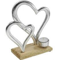 Porta tea light cuore decorazione metallo decorazione tavola legno 22cm