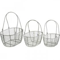 Prodotto Cesto in filo metallico, cestino pasquale, cestino decorativo in metallo L32/28,5/25 cm set di 3