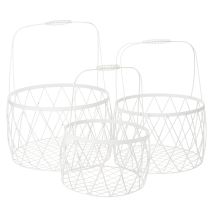 Prodotto Cesto in filo metallico con manico, in metallo bianco, Ø25/30/35 cm, set da 3