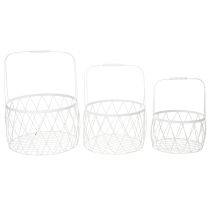 Prodotto Cesto in filo metallico con manico, in metallo bianco, Ø25/30/35 cm, set da 3