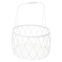 Prodotto Cesto in filo metallico con manico, in metallo bianco, Ø25/30/35 cm, set da 3