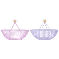 Prodotto Cesto in filo metallico con manico in legno, ideale per un arredamento moderno ed elegante, 17 cm, 6 pezzi