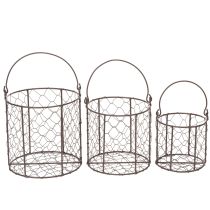 Prodotto Set di cestini in filo metallico ideali per l'uso decorativo o in giardino, 25 cm, 1 set