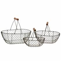 Prodotto Cesto metallico con staffa in metallo marrone 20/25 / 30cm, set di 3