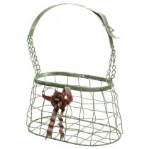 Borsa con manico, cestino in metallo, fioriera in filo metallico, cestino per fioriera L28,5 cm H33 cm