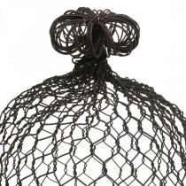 Prodotto Campanello decorativo in metallo, ausilio per arrampicarsi, cappa in filo marrone, patina H50/41cm Ø30/25cm, set di 2