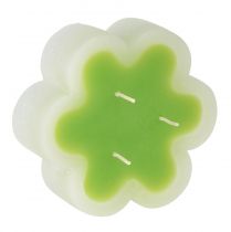 Prodotto Candela a tre stoppini a forma di fiore bianco verde Ø11,5cm H4cm