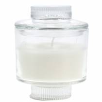 Candela profumata in vetro bianco vaniglia Ø8cm H10,5cm