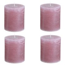 Prodotto Eleganti candele a colonna color rosa antico 70×80 mm, set da 4, per la decorazione della tavola, la corona dell'Avvento e l'atmosfera romantica
