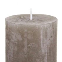 Prodotto Candele rustiche a colonna in tinta unita, marrone, set da 4, 50×100 mm