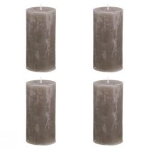 Prodotto Candele rustiche a colonna in tinta unita, marrone, set da 4, 50×100 mm
