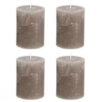 Prodotto Candele a colonna marroni tinta unita 60×80 mm, set da 4. Candele decorative rustiche per un'atmosfera accogliente.